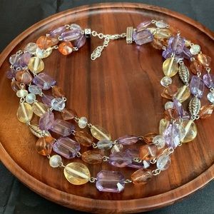 Multi strand multi color bead necklace